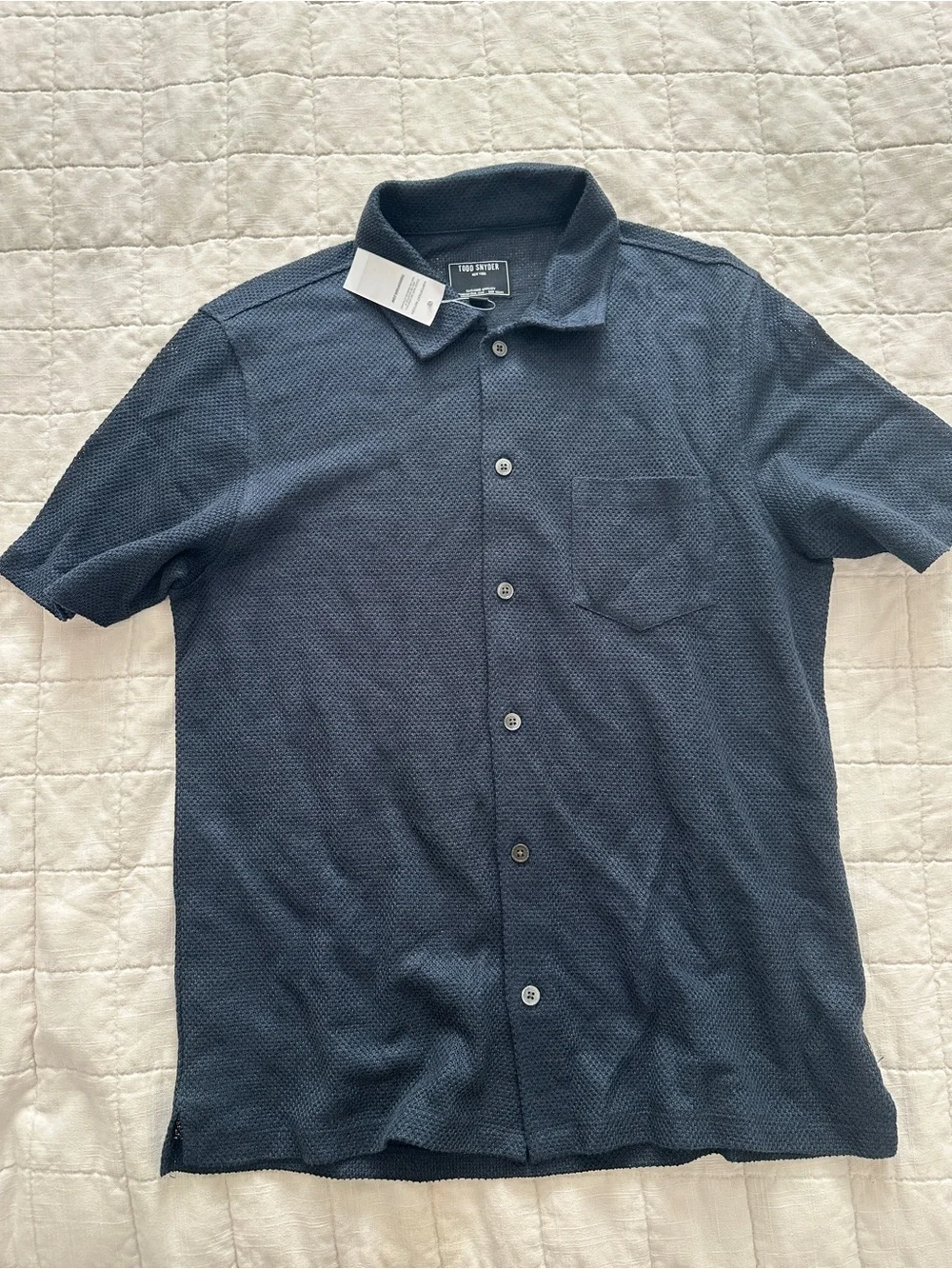 Todd Snyder Navy Textured Button-Down Shirt